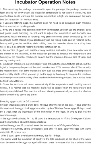 Miniatura 8 de Incubadora Automática de Huevos, Incubadoras Grandes para Incubar Huevos con Giro Automático de Huevos y Control de Temperatura, Máquina Incubadora