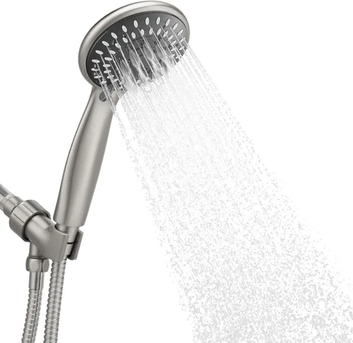 Miniatura 10 de Cabezal de ducha filtrado Briout con mango, alta presión 5 modos de rociado con manguera, soporte y filtro para agua dura Plata y filtrada