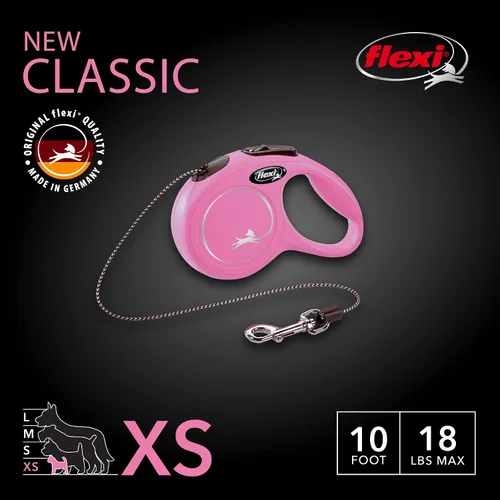 Miniatura 2 de FLEXI Correa retráctil clásica de cordón para perros extra pequeños de hasta 18 libras – 10 pies, rosa Correa para caminar de mascotas sin enredos