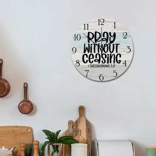 Miniatura 6 de Reloj de pared con versículo bíblico, arte religioso, reloj de madera, texto inspirador cristiano, reloj de madera rústico personalizado para ella
