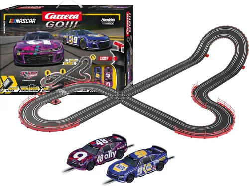 Carrera GO 62582 NASCAR Talladega Competition - Juego de pista de carreras de juguete para niños, incluye 2 controladores de mano y 2 autos en