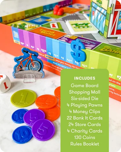Miniatura 4 de SimplyFun BankIt! - Juego de dinero para niños - Aprende a ahorrar, gastar, donar, ganar intereses bancarios y más - Juego para niños de 8 años