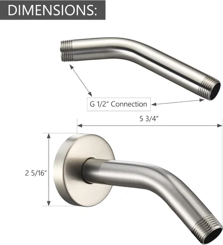 Miniatura 4 de Brazo de ducha de extensión montado en la pared (la venta incluye brida del brazo de ducha) para U4993-SS 6 pulgadas, acero inoxidable brillante