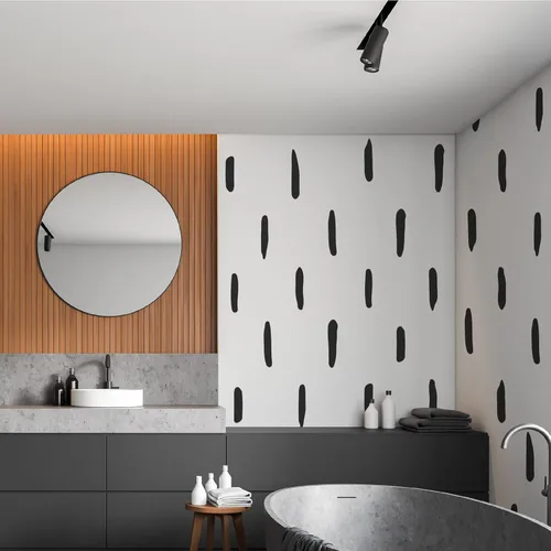 Miniatura 5 de Calcomanías de pared abstractas de vinilo negro de línea irregular gruesa, calcomanías bohemias modernas para despegar y pegar, 120 rayas verticales