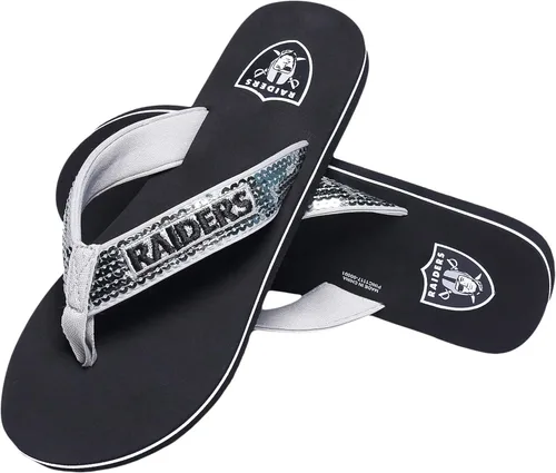 Miniatura 27 de FOCO Womens NFL Team Logo Sequin Strap Sandals Flip Flops