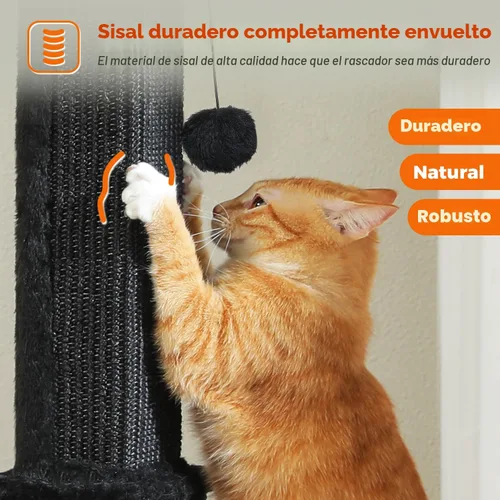 Miniatura 4 de PAWZ Road Poste Rascador Grande para Gatos de 32" de Alto Negro Poste Rascador para Gatos de Interior Adultos Poste Rascador Definitivo con Sisal