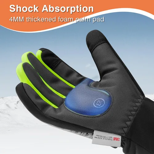 Miniatura 3 de ROCKBROS Guantes de invierno para clima frío, guantes de ciclismo para hombres y mujeres, resistentes al agua, pantalla táctil, resistentes al