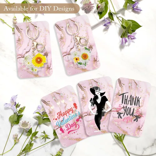 Miniatura 5 de ZYNERY 100 tarjetas de exhibición con bolsas autosellantes, soporte para llavero de 3 x 4.7 pulgadas, suministros de embalaje de joyas (rosa mármol)