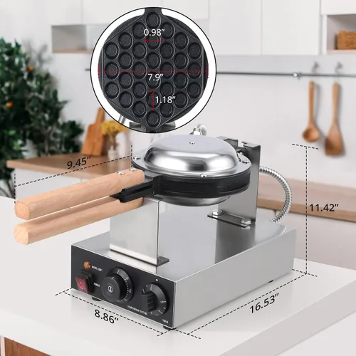 Miniatura 6 de Garvee Máquina eléctrica para hacer gofres de burbujas, 2800 W, redonda, máquina de gofres de burbujas, máquina antiadherente para uso doméstico