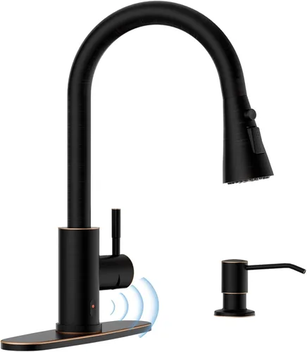 Miniatura 20 de APPASO Grifo de cocina negro con filtro de agua, mangueras certificadas por cUPC, grifos de fregadero de 3 vías con rociador extraíble, 3 modos