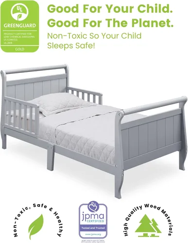 Miniatura 4 de Delta Children - Cama de madera estilo carruaje para niños pequeños, color gris