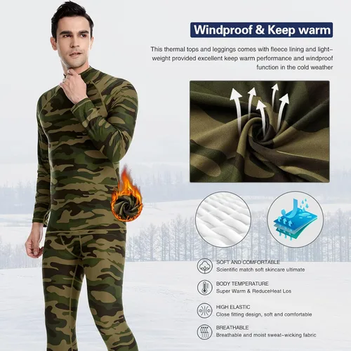 Miniatura 5 de mens Compression Base Layers Long Johns Winter Gear With Fleece Lined for Skiing