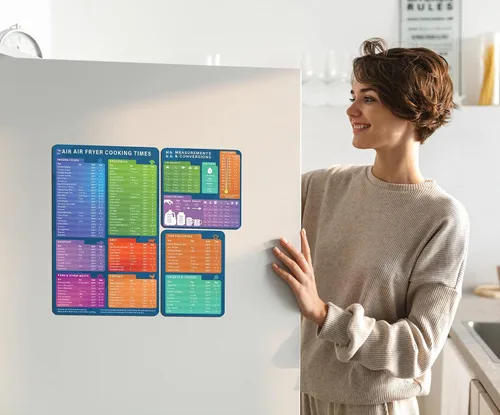 Miniatura 2 de Juego de imanes con tabla de tiempos de cocción para freidora de aire – Imanes informativos completos para más de 100 alimentos, guía de referencia
