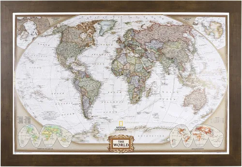 Miniatura 18 de Mapamundi con alfileres, personalizado, ejecutivo, con marco de 24 x 36" y alfileres, Negro (Rustic Black), 24 x 36 pulgadas Marco negro rústico