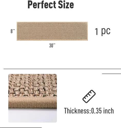 Miniatura 2 de PADOOR Peldaños de escalera antideslizantes, alfombras para escaleras con respaldo de goma para escalones de madera, 1 pieza de peldaños de alfombra