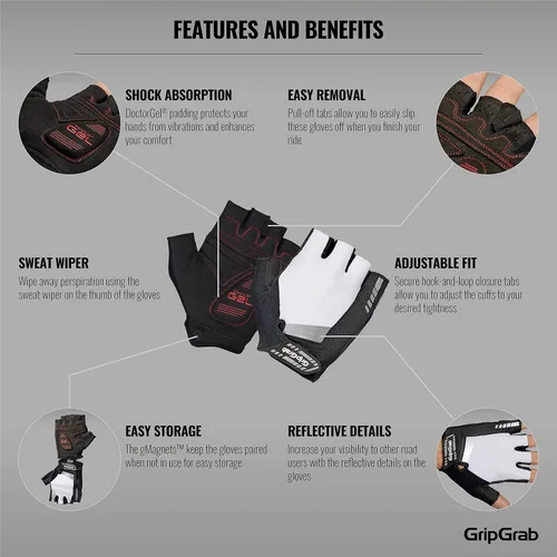 Miniatura 2 de GripGrab SuperGel - Guantes acolchados de medio dedo para montar en carretera, guantes de ciclismo de verano, guantes de ciclismo para hombres