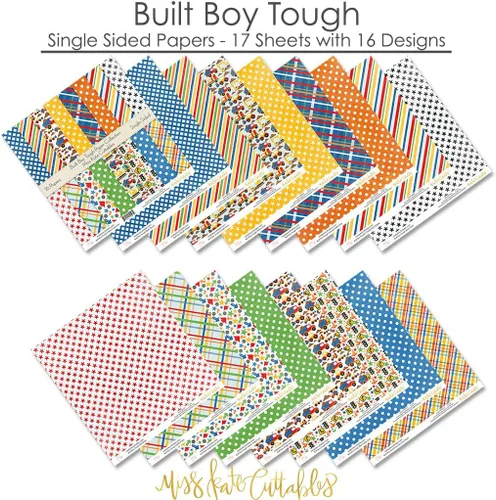 Miniatura 5 de Paquete de papel de patrón – Built Boy Tough – Scrapbook Premium Specialty Paper de una cara de 12 x 12 pulgadas, colección incluye 16 hojas – por