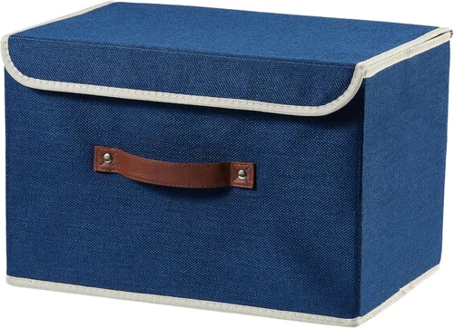 Miniatura 12 de Cajas de almacenamiento con tapa, contenedores de almacenamiento de tela de lino y algodón, contenedores organizadores, cestas decorativas plegables