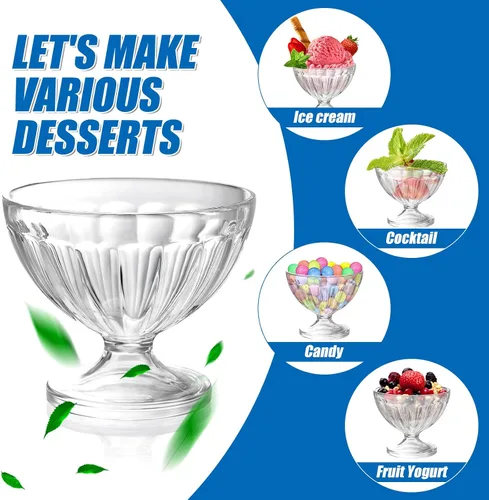 Miniatura 3 de 24 cuencos de plástico de 8 onzas para postre para helado de helado a granel, tazas de batido de pies transparentes a granel, tazón pequeño