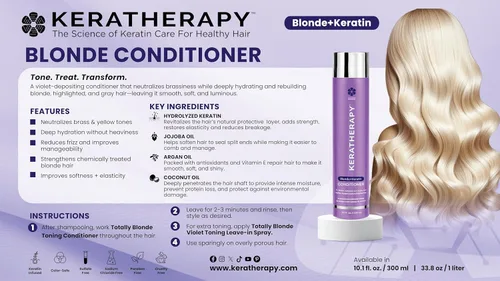 Miniatura 3 de KERATHERAPY Acondicionador tonificante violeta totalmente rubio con infusión de queratina, 10.1 onzas líquidas, 10.1 fl oz – Terapia de queratina