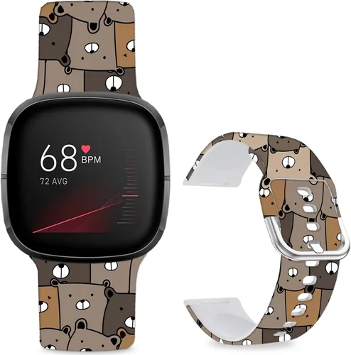 Miniatura 14 de Correas de reloj de dibujos animados con estampado floral compatibles con Fitbit Versa 4/Versa 3/Fitbit Sense 2/Sense Band de silicona suave