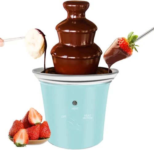 Máquina Mini Fuente de Fondue de Chocolate Pequeña Fuente de Fondue de Chocolate Eléctrica para Fiesta para Caramelos Mantequilla Queso (Verde)