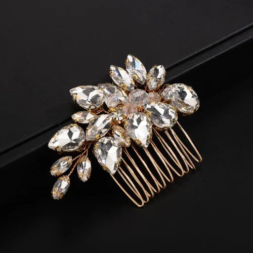 Miniatura 9 de Teyglen Peine de pelo de boda con diamantes de imitación en negro