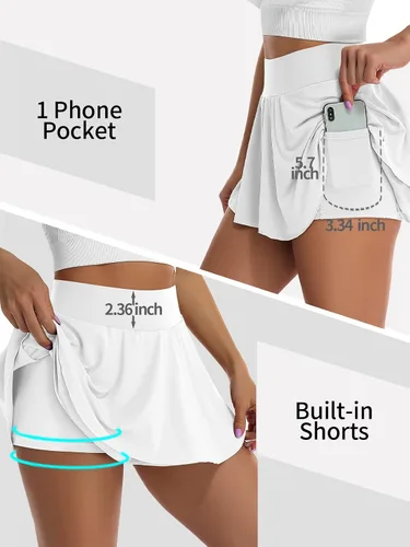 Miniatura 3 de V FOR CITY Falda deportiva de tenis para mujer, cintura alta con bolsillos cortos, cordón ajustable, para entrenamiento, golf, faldas