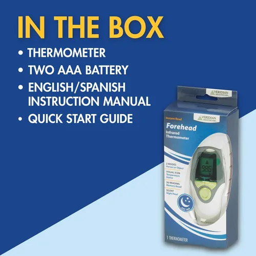 Miniatura 8 de Veridian Healthcare Termómetro infrarrojo Mediciones de frente Lectura de 1 segundo Higiénico sin contacto Cuidado de toda la familia