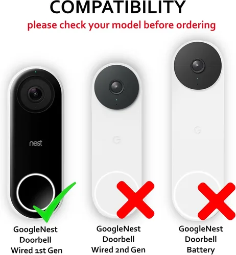 Miniatura 2 de Cuña de montaje en esquina de 45° compatible con Google Nest Hello Video Doorbell de 1ª generación, con cable, te permite apuntar timbre, mejor