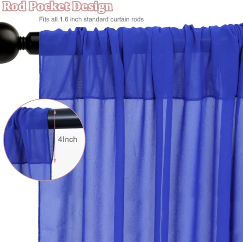 Miniatura 4 de FOTSHARER Cortinas de techo azules para decoración de boda, 5 x 10 pies, 6 paneles de tela de techo, cortinas de arco de boda, cortinas de gasa