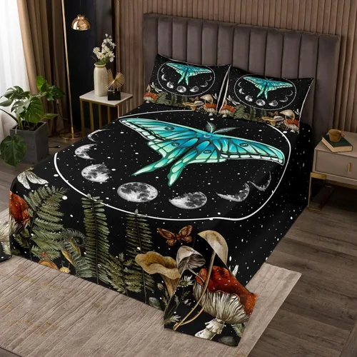 Miniatura 37 de Erosebridal Juego de colcha de teñido anudado arcoíris, juego de ropa de cama bohemio de calavera de la muerte, juego de ropa de cama tamaño King