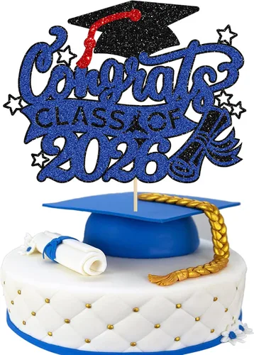 Gyufise 1 paquete de decoración de pastel de graduación 2025 con purpurina de felicitaciones clase de 2025, decoración de pastel de diploma 2025,