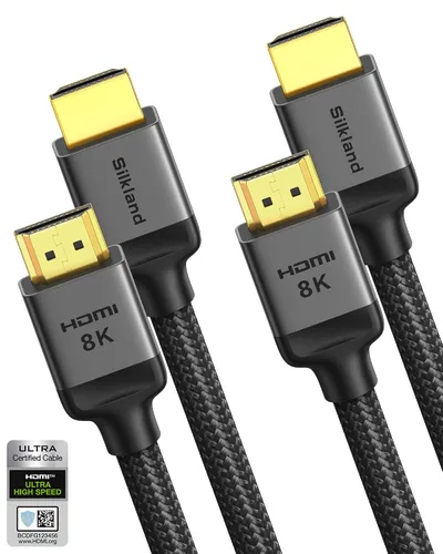 Miniatura 10 de Silkland Cable HDMI 2.1 corto de 1 pie de 10K 8K (trenzado de nylon), cable HDMI de ultra alta velocidad [8K @60Hz, 4K @240Hz 144HZ 120Hz] 48Gbps