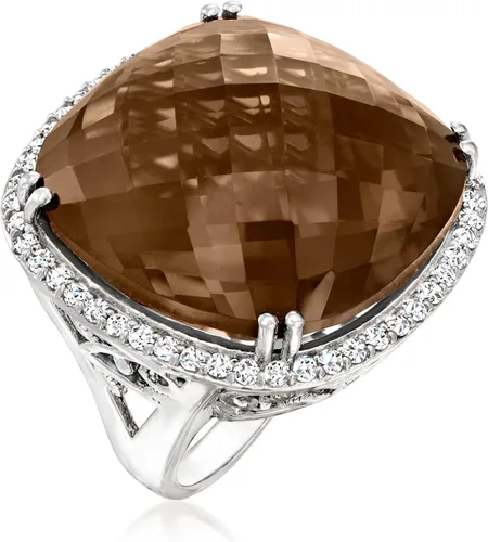 Miniatura 3 de Ross-Simons 45.00 Carat Smoky Quartz and 2.80 ct. t.w. White Topaz Ring in Sterling Silver