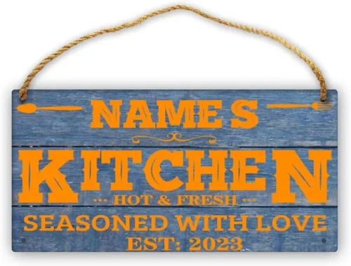Miniatura 7 de Letrero de cocina de madera personalizado con sazonado con amor, accesorios de cocina, decoración de pared, regalos