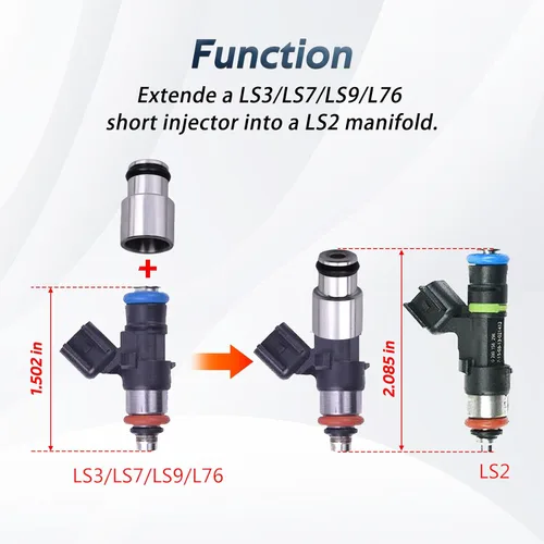 Miniatura 2 de FUSCH 8Pcs LS3 LS7 LS9 L76 Espaciador Adaptador de Inyector de Combustible Cortos para LS2 Colector de Admisión yriel de combustible
