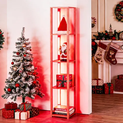Miniatura 8 de RGBCW - Lámpara de pie LED inteligente y moderna con sincronización de música, lámpara de estante de esquina que cambia de color, lámpara de pie