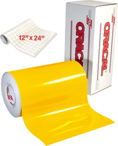 ORACAL 651 - Vinilo adhesivo amarillo brillante para cameo, Cricut y silueta, incluye rollo de papel de transferencia transparente (6 x 12 pulgadas)