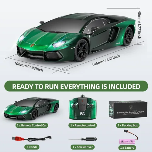Miniatura 4 de MIEBELY Lamboghini - Auto RC a control remoto a escala 1:24, juguete Lambo de 3.7 V, 500 mAh, LP700 auto de control remoto rápido para niños de 8 a