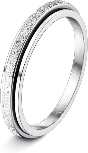 Miniatura 7 de Diamday Anillos antiestrés para mujeres y hombres – Anillo giratorio de acero inoxidable de 2/4 para aliviar la ansiedad y el estrés, con purpurina