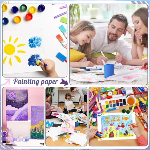 Miniatura 7 de 300 hojas de papel de acuarela, 140 lb/300 GSM, papel de acuarela de prensa en frío, papel de algodón para niños, estudiantes, adultos, artistas