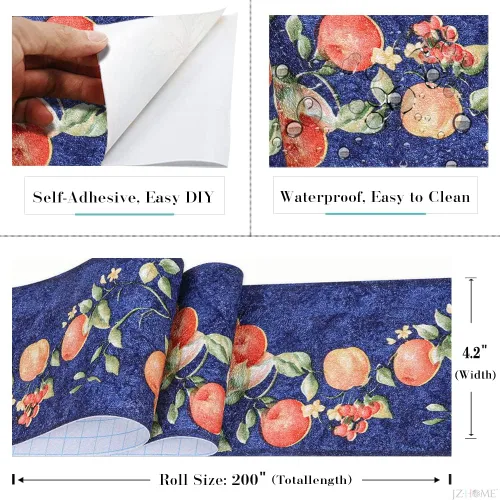 Miniatura 5 de 102 Cenefa de Papel Tapiz Floral de Rosas Marrón Despegar y Pegar Papel Tapiz Removible Autoadhesivo Cenefa de Pared Cocina Baño Dormitorio Azulejos