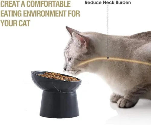 Miniatura 3 de Pequeños cuencos elevados de cerámica para gatos, cuencos elevados inclinados para alimentos o agua, sin estrés, prevención de reflujo, aptos