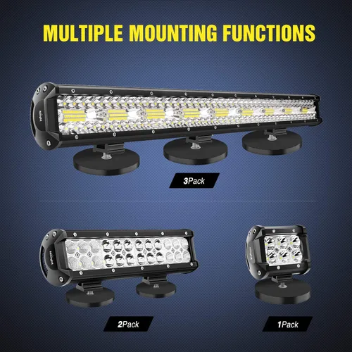 Miniatura 4 de Nilight 2 soportes de montaje de barra de luz LED de base magnética, potente soporte de ventosa para montaje en la parte inferior de las lámparas