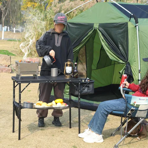 Miniatura 2 de REDCAMP Mesa plegable portátil con fregadero para exterior, soporte de parrilla de metal de aluminio ligero, mesa de picnic para camping, cocina