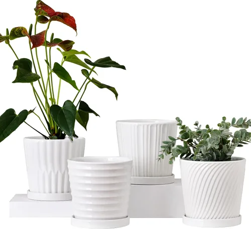 Miniatura 6 de Macetas Ton Sin, macetas de 6 pulgadas para plantas, maceta de cerámica con agujeros de drenaje, macetas de interior con platillo, macetas de jardín