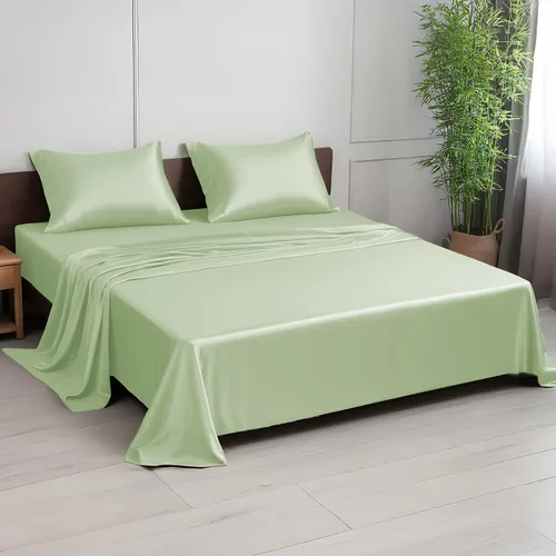 Miniatura 15 de Linenwalas Juego de sábanas de alta calidad 100% viscosa derivada de bambú, ultra suave, transpirable y refrescante, ideal para personas que duermen