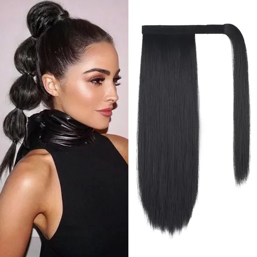 Miniatura 13 de SEIKEA Extensión de cola de caballo con clip alrededor del cabello lacio para mujer (12 pulgadas, negro)