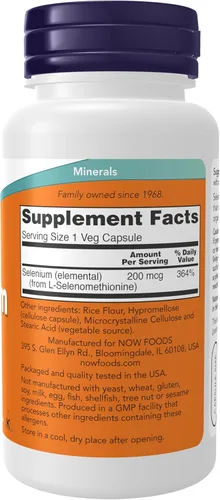 Miniatura 2 de NOW Foods Suplementos, Selenio (L-Selenometionina) 200 mcg, Mineral Esencial*, 90 Cápsulas Vegetales